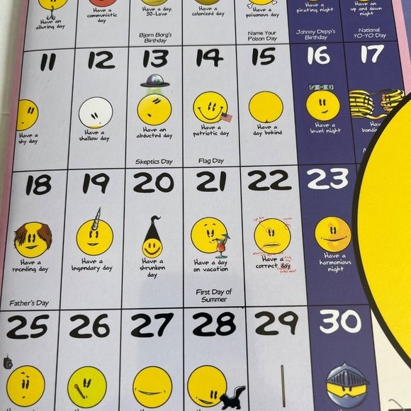 Have a Day Retro 2006 Smiley Faces Collection Wall Art 12 Month Calendar Sealed. - Picture 5 of 11